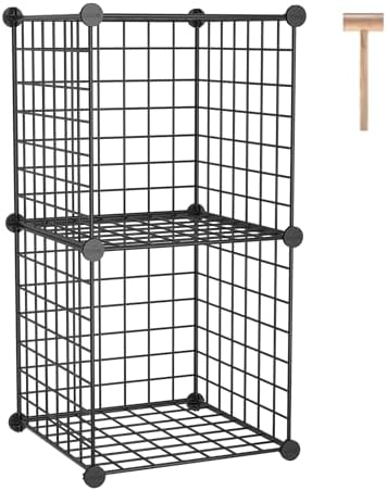 C&AHOME Wire Cube Storage, 2-Cube Storage Organizer Metal, C Grids, Black by CAHOME