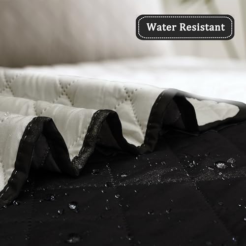 Easy-Going Reversible Couch Cover, Chair 30 in, Black/Beige - Image 4