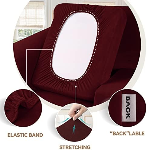 WEERRW 4 Pieces Couch Cover for Sofa Velvet Sofa Covers Washable, Burgundy - Image 3