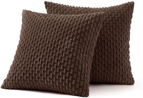 MIULEE Decorative Throw Pillow Covers 20x20 Dark Brown Textured Corduroy - Image 7