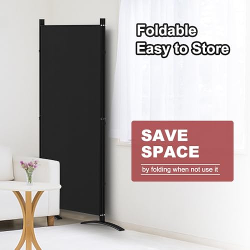 Kokorona 3 Panel Room Divider, 6FT Tall Folding Privacy Screen Wall Dividers, Portable Privacy Screen Freestanding Room Divider for Room Separation, Included - Cover Strips, Black, 102''W x 71''H - Image 3