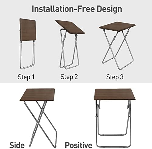 Folding TV Tray Table on Bed & Sofa,Snack Table,TV Dinner Tray (Walnut,2PC） - Image 4