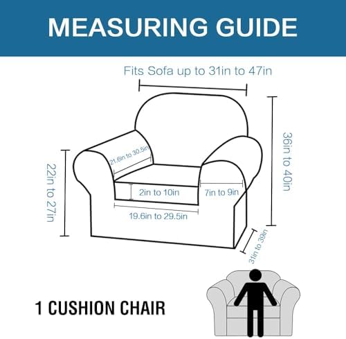 H.VERSAILTEX 2 Piece Couch Cover Stretch Stylish Chair Cover Furniture Protector Featuring Jacquard Textured Twill Fabric High Spandex Slipcover (Chair, Macchiato) - Image 2