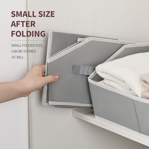 Homsorout Large Storage Bins Baskets - 6 Pack Closet Storage Cubes, Fabric Baskets for Organizing, Cube Organizer Bins with Handles, Foldable Boxes for Clothes, Towels, Grey - Image 5