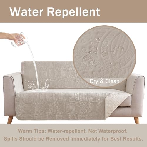 Quilted Grand Sofa Covers for 4 Cushion Couch, Couch Cover for Grand Sofa Washable, Soft Cozy Couch Protector, Oversized Grand Sofa Slipcovers Water-Repellent (Grand Sofa 98", Beige Cream) - Image 3