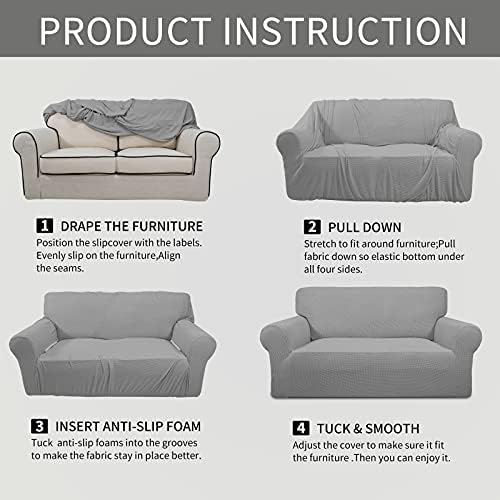 Easy-Going Stretch Oversized Chair Slipcover with Arm Washable Light Gray - Image 6