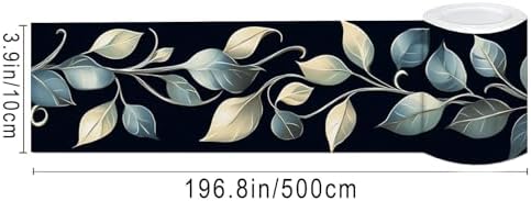 IVN Wallpaper Border Peel and Stick Wall Blue Leaves 4x196 Inch - Image 3