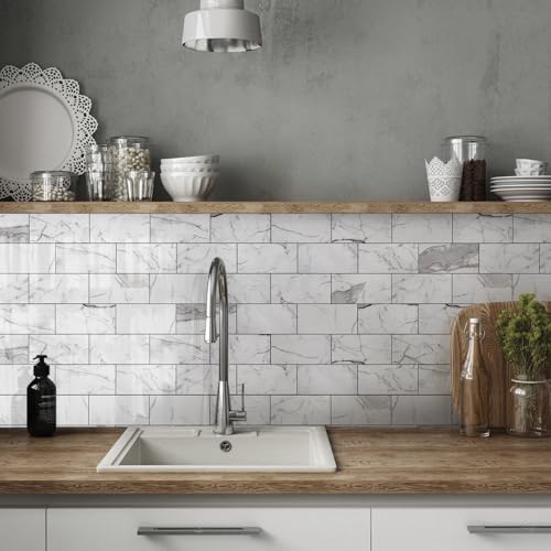 Vamos Tile 4-Piece Glossy Statury White Peel and Stick Backsplash Tile - Image 6