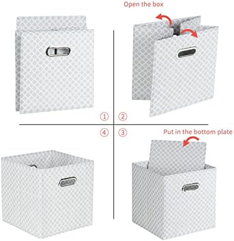 Fabric Cloth Storage Bins,Fabric Cube Organizer with Dual Handles Foldable Cube Storage Baskets for Home Bedroom Storage,Set of 6,（Light Grey） - Image 5