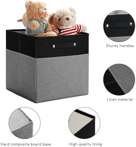 FinishingBo 13x13x13 Storage Cube Bins 4 Pack, Cube Shelf Baskets - Image 6