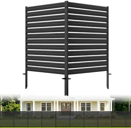 2 Panel No Dig Privacy Fence Screen, 42" H × 38" W Metal Outdoor AC Fencing by Unknown