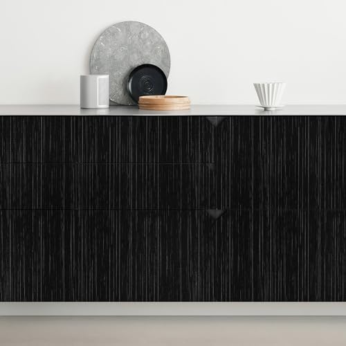Black Grasscloth Peel and Stick Wallpaper Texture Contact Paper A Set of 15.7" X 300" Self-Adhesive Linen Removable Wallpaper Cabinets Counter Top Liners - Image 3
