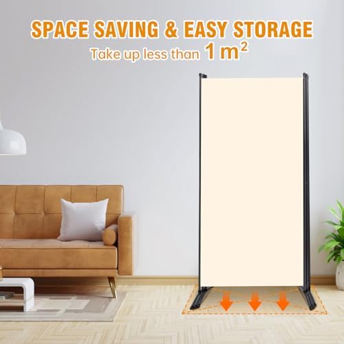 3 Panel Folding Privacy Screens, Portable Room Divider Panel, 6Ft Beige - Image 4