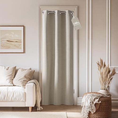 NICETOWN 100% Blackout Door Curtains for Doorway Privacy, Natural Beige by NICETOWN