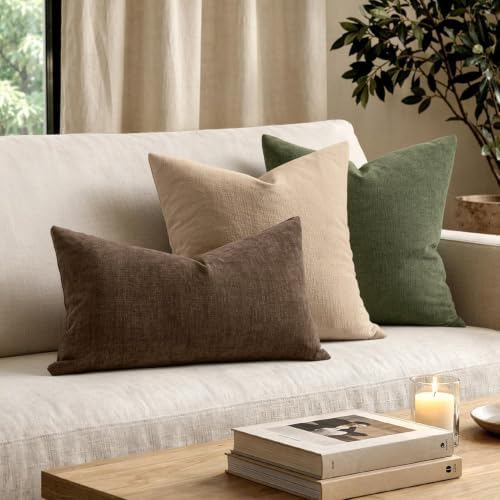 MIULEE Beaver Fur Chenille Couch Lumbar Throw Pillow Covers, 12x20 - Image 2