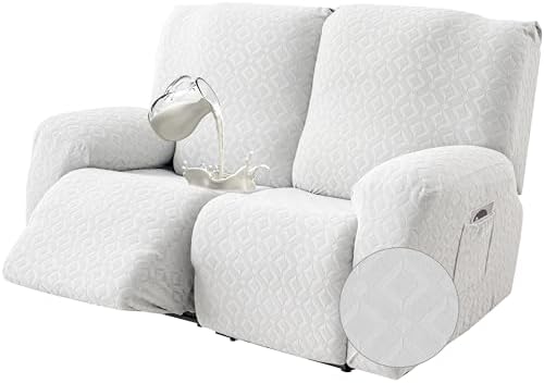 Genina Waterproof Recliner Loveseat Cover,2 Seat Couch Cover,Ivory White by Genina