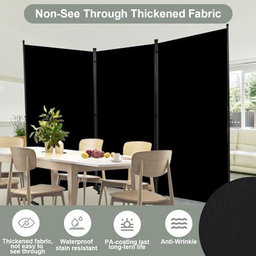 Room Divider 3 Panel Folding Privacy Screen, Round Pad Design Wall Divider - Image 3