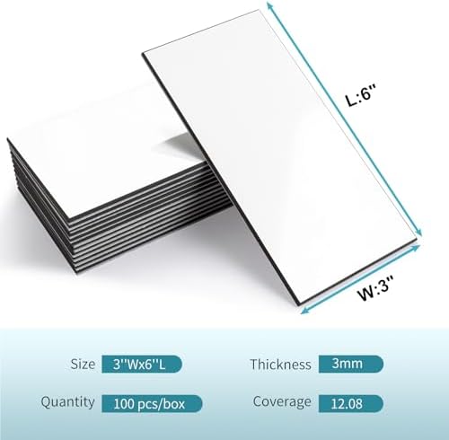 Vamos Tile 100-Piece Glossy Pure White Peel and Stick Backsplash Tile,3''x6'' PVC Subway Tile with Dark Gray Grout,Stick on Backsplash for Kitchen/Bathroom/Fireplace - Image 6