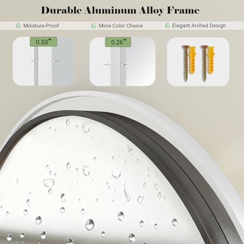 Mirror Full Length, 28"x71" Large Arched Floor Full Length Mirror with Stand, Room Decor Big Full Body Floor Mirror with HD Tempered Glass Aluminum Frame for Bedroom Living Room, White - Image 5