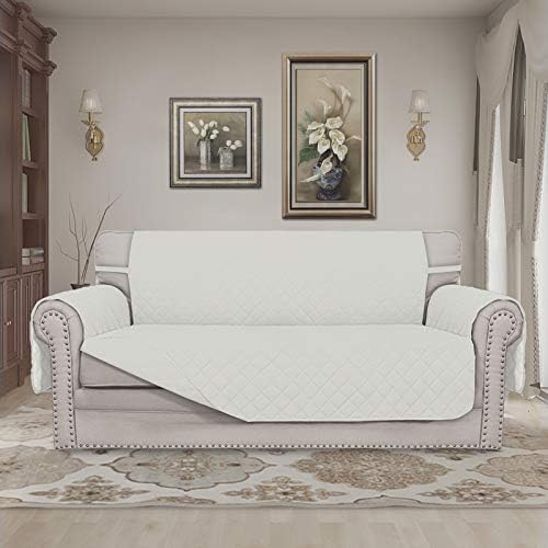 Easy-Going Reversible Couch Cover, 2 Cushion Sofa, Ivory/Ivory - Image 2