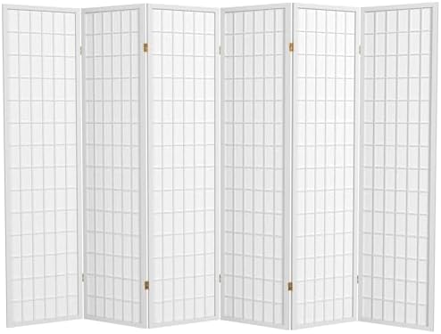 Red Lantern 6 ft. Tall Window Pane Shoji Screen - White - 6 Panels by RedLantern