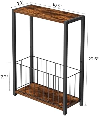 Homleke Narrow Side Tables Set of 2 with Magazine Holder, Skinny End Tables - Image 6