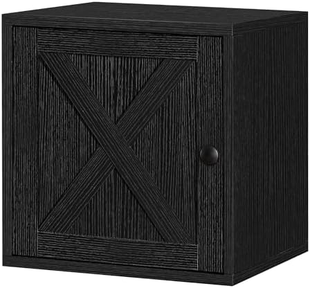 FUSUNBAO Magic DIY Cube Storage Organizer Stackable Cubes for Home Books Clothes Toy-Modular Cubby Storage System-Office Cubical-Bookcase Closet (Black, Door Cube) by FUSUNBAO