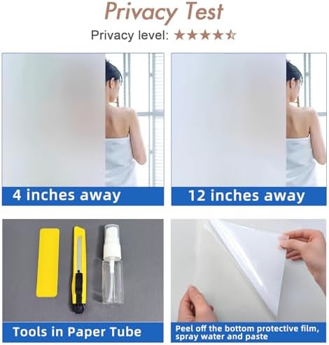 Frosted Glass Film, Static Cling Removable Decorative Window Sticker for Bathroom Doors & Windows, Privacy Window Film with Heat Insulation & UV Blocking, 11.8 x 78.7 Inches - Image 6