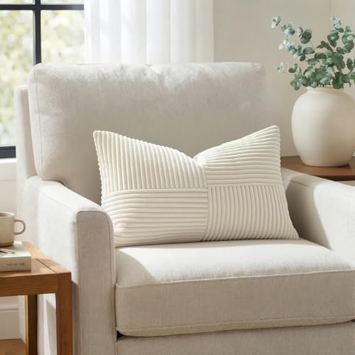 MIULEE Cream White Decorative Lumbar Throw Pillow Covers 12x24 Inch 2 Pack - Image 3