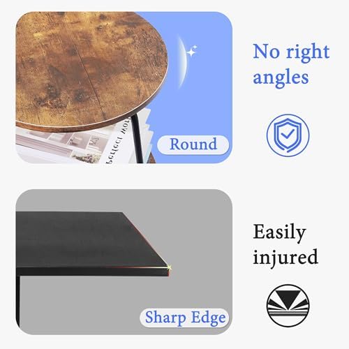 Small Round Coffee Table, 3-Tier Bedside Table Side Table for Small Spaces - Image 5