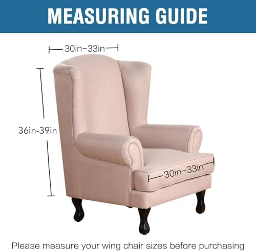 H.VERSAILTEX Wingback Chair Covers Velvet Plush Wing Chair Slipcover 1 Piece High Stretch Wing Back Chair Slipcovers Sofa Cover Furniture Cover with Elastic Bottom, French Oak - Image 6