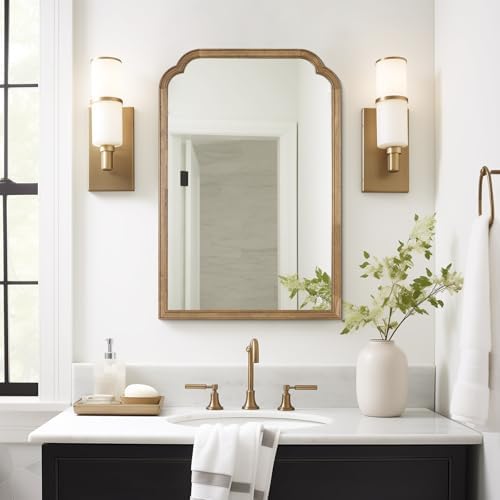 WallBeyond Wood Bathroom Mirrors for Wall Mounted, 24" x 36" Rustic Wood Frame Wall Mirrors Decorative for Living Room or Bedroom Vanity Mirror, Honey-Colored by WallBeyond