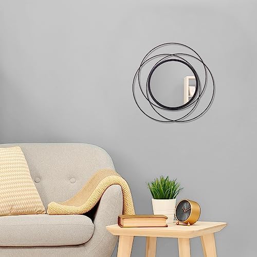 Black Circle Mirror Wall Decorative Metal Wall Mirror, Art Small Round Wall Home Mirror, Decor Living Room Bedroom Bathroom Entryway 12" - Image 3