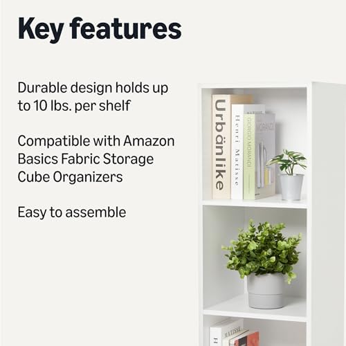 Amazon Basics 3-Cube Bookcase Compatible with Fabric Storage Cube Organizers, Sturdy, Easy to Assemble, White - Image 3