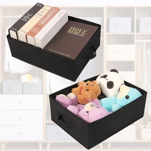 Clothings Collapsible Storage Bins, Foldable Organizers and Storage Baskets Cube Storage Bin for Bedroom Living Room (4 Pack, Black, 15.4x11.4x5.5inch) - Image 6