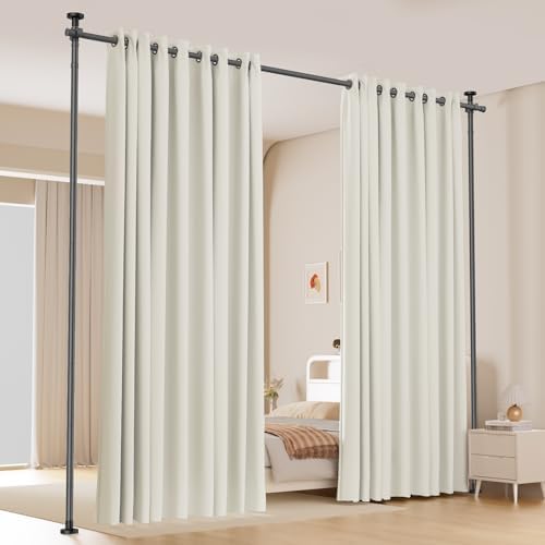 Room Divider No Driling Curtain Rods,Wide Wall Divider for Room Separation by HOMSCREENER