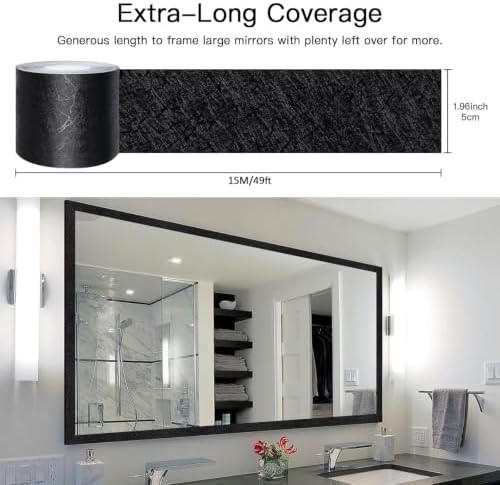 15M Black Mirror Border Peel and Stick, Bathroom Wallpaper Border Tape - Image 3