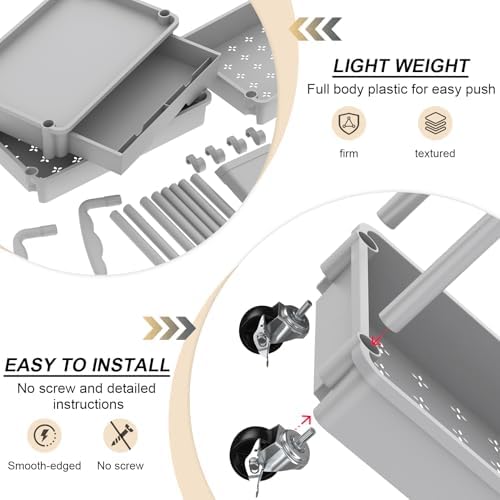 Goovilla 3 Tier Rolling Utility Cart Organizer with Removable Drawer, Grey - Image 3