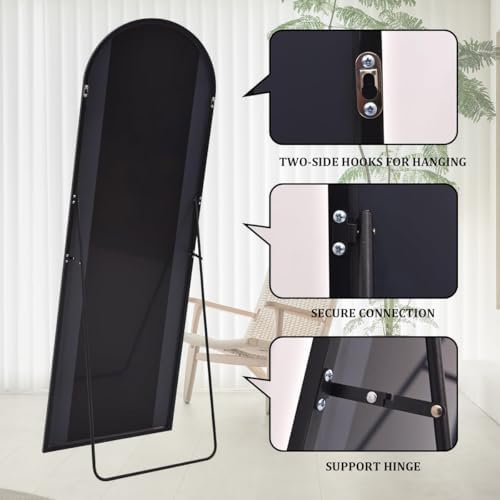 Rowjut Floor Mirror Arched Mirror Full Length 56"X20" Full Length Mirror can be Free Standing or Hanging on the wall Used in Living Room Entrance Hall, Corridor Room Bathroom etc （Black - Image 4