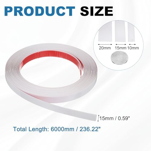 uxcell White Peel and Stick Molding Trim, 0.6 Inch x 19.7 ft Self-Adhesive Mirror Tape, Flexible PVC Border Strip for Wall Decoration Tile Edge Ceiling Floor Frame Furniture Decoration - Image 2