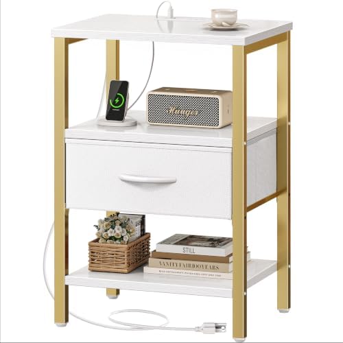 SUPERJARE Nightstand with Charging Station, USB-C Port, Bedside Table by SUPERJARE