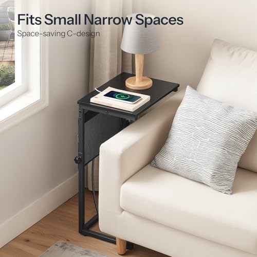 HOOBRO Side Table for Couch, Adjustable Height C Shaped End Table - Image 7