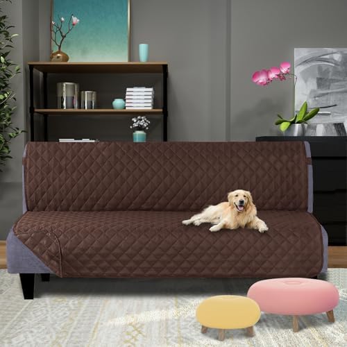 U-NICE HOME Futon Sofa Covers 68''Armless Couch Cover, Chocolate - Image 2