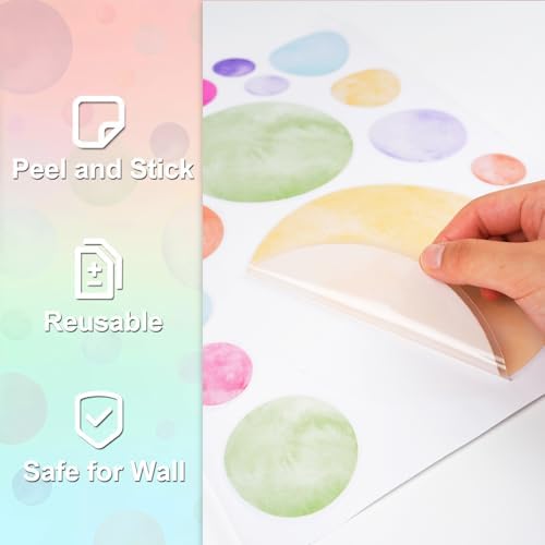 AOWDIAO 68 Large Watercolor Polka Dot Wall Decals, Peel and Stick Vinyl Stickers for Girls Bedroom, Nursery, Playroom, Classroom Pastel Decor - Image 3