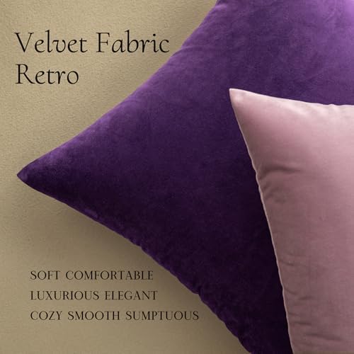 MIULEE Velvet Throw Pillow Covers 20x20 Inch Pack of 2 Eggplant Purple - Image 5