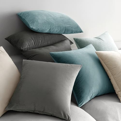 MIULEE Velvet Throw Pillow Covers 14x14 Inch Pack of 2 Cream White - Image 4