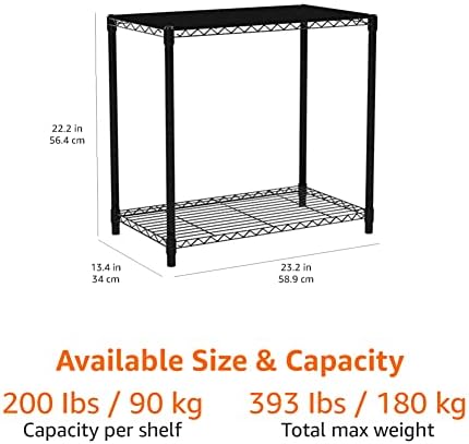 Amazon Basics 2-Shelf Stackable Storage, 13.3" D x 23.2" W x 22.2" H, Black - Image 3