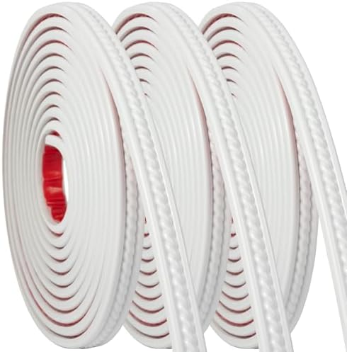 0.8" x 49.2FT White Peel and Stick Crown Molding 3-Pack - Bulk Self-Adhesive Wall Trim for Whole Room Wall Paneling & Ceiling Decor by TopZenMarketplace
