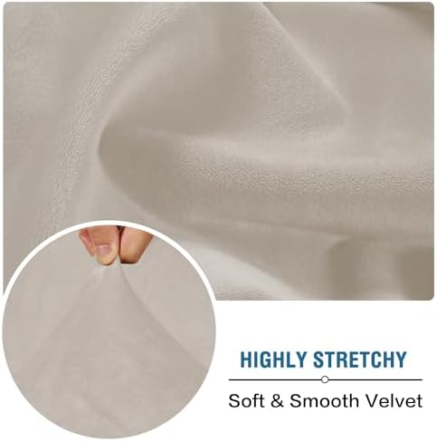 H.VERSAILTEX Velvet Stretch Individual Chaise Cover Sectional Couch Covers for L Shaped Sofa Both Left/Right Furniture Protector Seat Cushion Sofa Cover (1 Piece Chaise Cover, Oatmeal) - Image 5