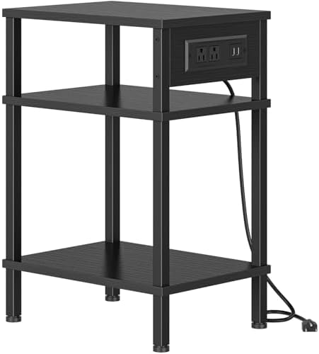 Creso hom Side Table with Charging Station, End Tables Living Room by Cresohom
